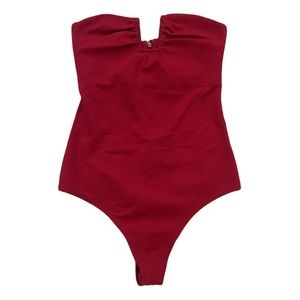 NBD Red Strapless Bodysuit